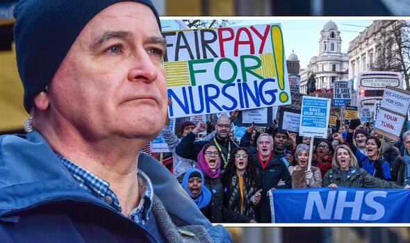 Mick Lynch and striking nurses