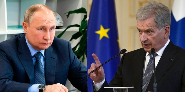 Russian President Vladimir Putin, left, and Finland's President Sauli Niinisto, right.