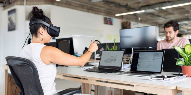 Woman working with VR