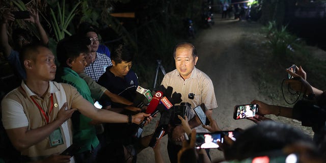 Doan Tan Buu, deputy chairman of the Dong Thap provincial peoples committee, speaks to the media in Dong Thap province Jan. 4, 2023, as news emerged of the death of a boy trapped in a deep shaft at a construction site. 